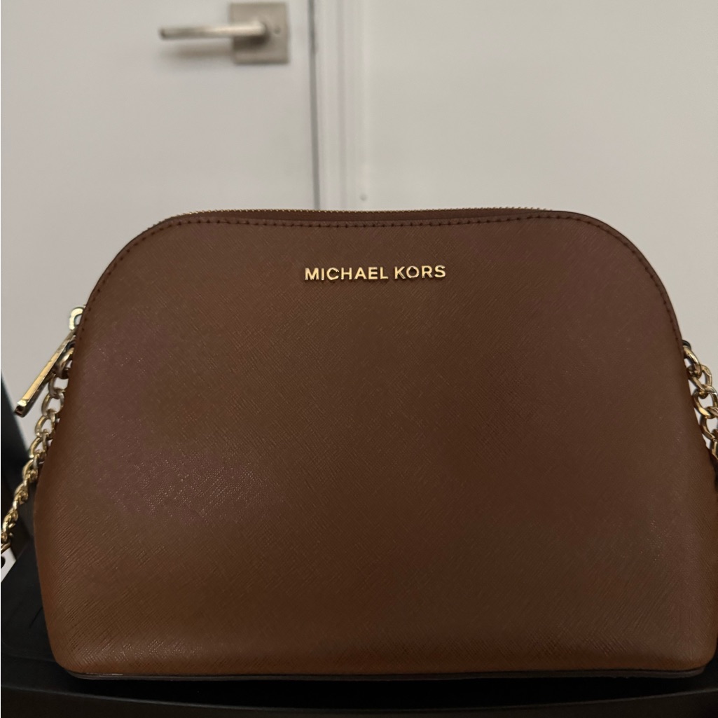 Michael Kors Camel Brown And Gold Crossbody